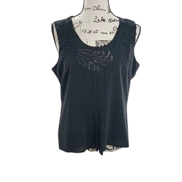 Coldwater Creek Camisole Black Sequins Flowy Sleeveless Classic Womens Size S - Picture 1 of 10